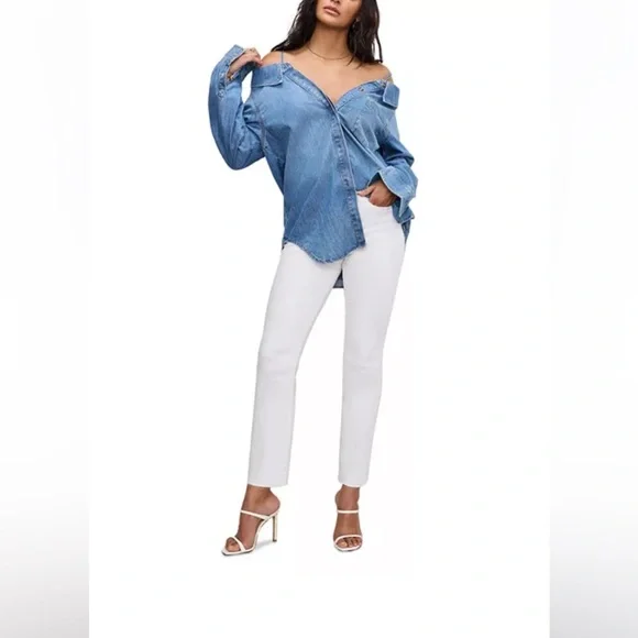 Good American Blue Button Down Shirt - Picture 3 of 4